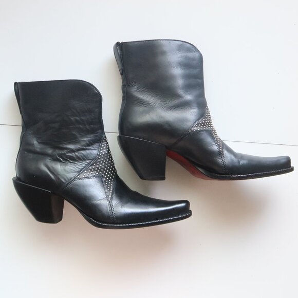 Donald J Pliner Black Leather Studded Western Ankle Boots Women’s - Picture 15 of 16